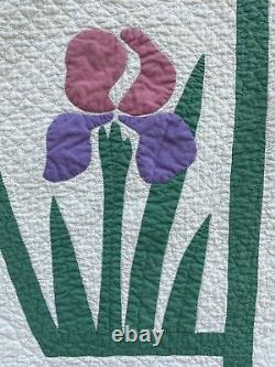 Unusual vintage antique iris quilt hand made