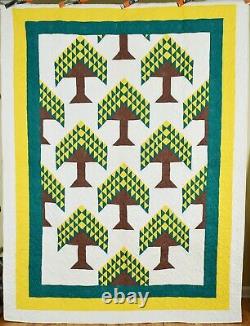 VIBRANT, BEAUTIFUL Vintage 50's Tree of Life Antique Quilt Nice Colors