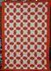 Vibrant Vintage Red & White Pineapple Windmill Blades Log Cabin Antique Quilt