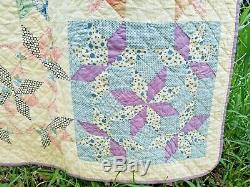VINTAGE 1935 Handmade Patchwork Quilt Star Pattern Excellent Condition for Age