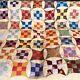 Vintage 1960-70s Handmade Patchwork Multicolor Quilt Yellow Back 69.5 X 80