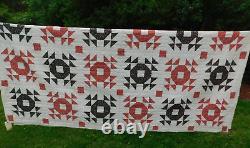 VINTAGE C 1983 HAND STITCH, HANDMADE QUILT a real looker! 100 X 86