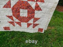 VINTAGE C 1983 HAND STITCH, HANDMADE QUILT a real looker! 100 X 86