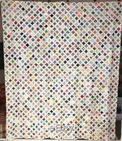 VINTAGE CATHEDRAL WINDOW QUILT HAND MADE 1940/50's MID CENTURY