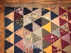 VINTAGE HAND MADE CAROLINA BED QUILT 84x82 HAND QUILTED HAND APPLIQUED