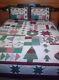 Vintage Hand Made Christmas Country Quilt With Pillow Shams New Condition 102 X 92
