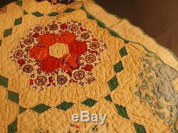 VINTAGE HAND MADE QUILT 84 X 72 DESIGN MATCHED UP 2 SIDED DIAMONDS pp