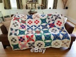 VINTAGE HANDMADE ALABAMA QUILT with Cotton Batting 60x 66 GREAT CONDITION