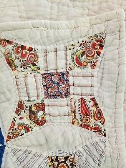 VINTAGE HANDMADE ALABAMA QUILT with Cotton Batting 60x 66 GREAT CONDITION