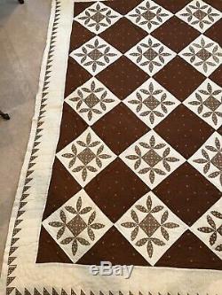 VINTAGE HANDMADE PATCHWORK QUILT 76 X 90 Brown High Quality Unique Nice