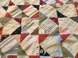 VINTAGE HANDMADE QUILT TOP Patchwork hand done and great Amerciana look