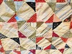 VINTAGE HANDMADE QUILT TOP Patchwork hand done and great Amerciana look