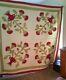 Vintage Handmade Vases And Flowers Four Block Quilt 80 X 80