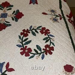 VINTAGE Hand Stitched Elmsford NY ARCH Appliqué QUILT 78 x 64great shape