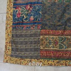 VINTAGE Handmade Quilt Multicolor Patchwork Floral Tapestry Paisley 60 x 53 VTG