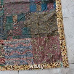 VINTAGE Handmade Quilt Multicolor Patchwork Floral Tapestry Paisley 60 x 53 VTG