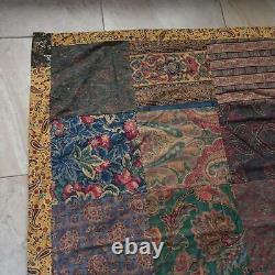 VINTAGE Handmade Quilt Multicolor Patchwork Floral Tapestry Paisley 60 x 53 VTG