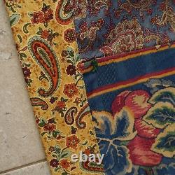 VINTAGE Handmade Quilt Multicolor Patchwork Floral Tapestry Paisley 60 x 53 VTG