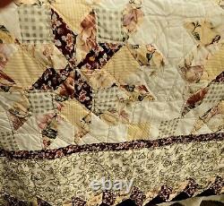 VINTAGE QUILT PINWHEEL Handmade Fall Colors Queen Size 84× 84