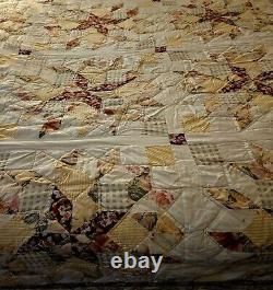 VINTAGE QUILT PINWHEEL Handmade Fall Colors Queen Size 84× 84