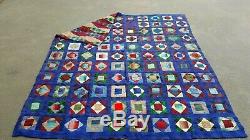 VINTAGE WOOL HANDMADE DOUBLE SIDED QUILT 68 X 74 30's 40's 8 LBS WOW