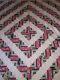 Vintage84x98log Cabin Floral Pinks Blues Greens On Whitequeen Quilt Top