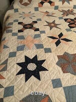 VNtg QUILT HAND MADE PATCHWORK STARS 85x100 Quilted Comforter Pastels Queen