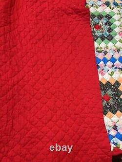 VTG 1967 Postage Stamp Lightweight Quilt Retro Fabrics Handmade 80X 72