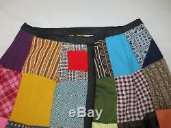 VTG 60s 70s Hippy Patchwork Quilt High Waist Wrap Skirt Handmade Boho Reversible