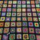 Vtg Afghan Crochet Granny Square 42x72 Blanket Handmade Throw Bed Couch Quilt