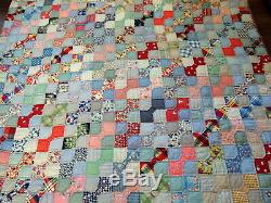 VTG Amish Farm Country Hand Sewn Bow Tie Quilt Handmade Lancaster Pa 69 X 78