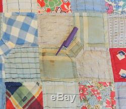 VTG Amish Farm Country Hand Sewn Bow Tie Quilt Handmade Lancaster Pa 69 X 78