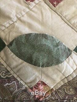VTG Antique Quilt 64x84 Depression Handmade Stitched Back to Front Usa Seller