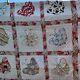 Vtg Feedsack Quilt Butterfly Patchwork Handquilted 66 X 77 Applique Embroider