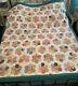 Vtg Grandmothers Flower Garden Quilt Handmade 71 X 81 Flowers Feedsack Hand Sewn