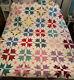 Vtg Hand Made Stitched Sewn Flower Friendship Quilt Feed Sack 80 X 65 Patchwork