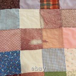 VTG Handmade Quilt Queen Size 85x92 Patchwork Farmhouse Grandmother