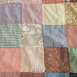 VTG Handmade Quilt Queen Size 85x92 Patchwork Farmhouse Grandmother