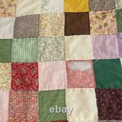 VTG Handmade Quilt Queen Size 85x92 Patchwork Farmhouse Grandmother