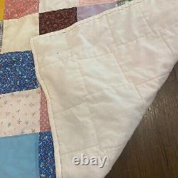 VTG Handmade Quilt Queen Size 85x92 Patchwork Farmhouse Grandmother