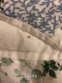 VTG Handmade Stitched Double Wedding Ring Quilt. Sz Full 87WX84L VGC