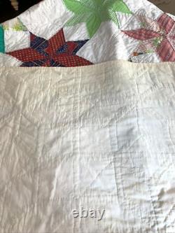 VTG Handsewn Quilt 8 Pt Star (70's Holly Hobbie fabric withFeedsack fabrics) Read