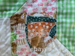 VTG Handsewn Quilt 8 Pt Star (70's Holly Hobbie fabric withFeedsack fabrics) Read