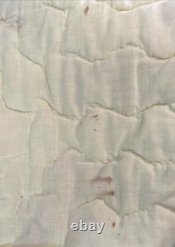 VTG Handstich Quilt Grandmother Flower Garden Feed Flour Sack 68 x 83 DAMAGED