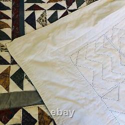 VTG Quilt Flying Geese Triangles 80 Square Country Cabin Americana Craftsman