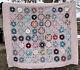 Vtg Quilt Hand Pieced Square Snowball Octagon C. 1930s Feedsack 74x84 Heavy