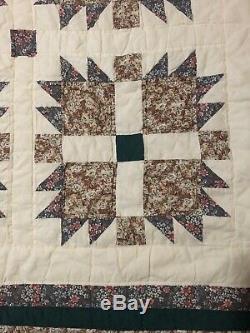 VTG Quilt Handmade Bear Paw Colorful Patchwork Cotton 78x80 Full/Queen