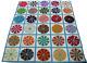 Vtg Vibrant Colorful Hand Sewn Dresden Plate Patch Quilt 86x71