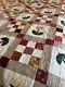 Very Nice Vintage Pieced, Appliqued & Quilted Tulip Quilt 92 X 113 (king)