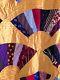 Very Large Vintage Folk Art, Hand Made Necktie Fan Quilt. Excellent Condition. Wow